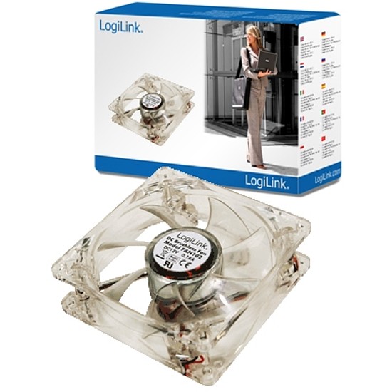 LogiLink Ventilátor 80x80x25mm akril 4 LEDdel (FAN102)