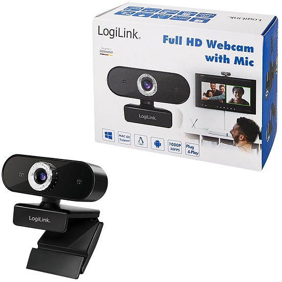 Logilink Webcam, USB 2.0, HD 1920x1080, black (UA0371)