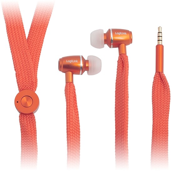 LogiLink Zsinóros fülhallgató mikrofonnal, narancs (HS0027)