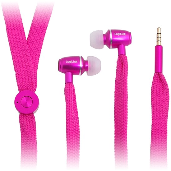 LogiLink Zsinóros fülhallgató mikrofonnal, pink (HS0026)