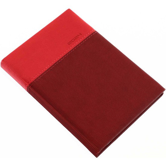 Lux heti zsebnaptár B6 álló elegáns, hőre színeződő műbőrök kombinációja piros 2024