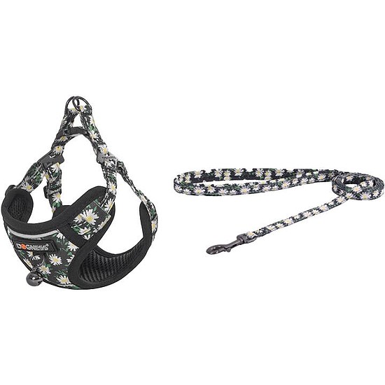Macskakészlet Dogness hám és póráz 1,5 m Daisy Black (CAT SET DAISY)