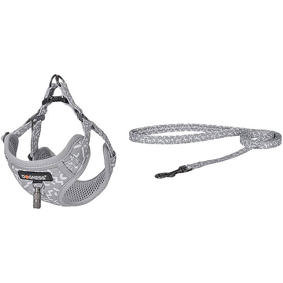 Macskakészlet Dogness hám és póráz 1,5 m világosszürke (CAT SET GREY)