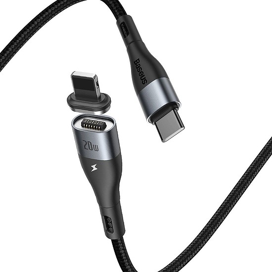 Mágneses kábel USB-C - Lightning Baseus Zinc 20W 1m, fekete (CATLXC-01)