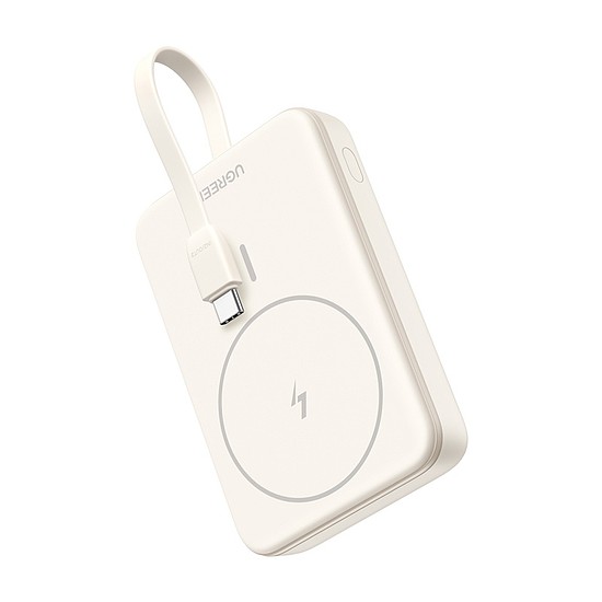 Mágneses powerbank 10000mAh Ugreen PB760, beépített kábel, 20W bézs (35341B)