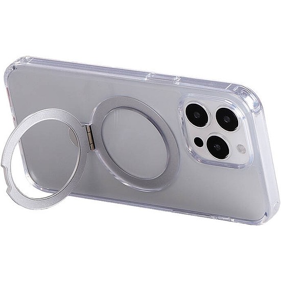 Mágneses védő telefontok Joyroom JR-BP004 tartóval iPhone 15-höz átlátszó (JR-BP004 iP 15 Trans)