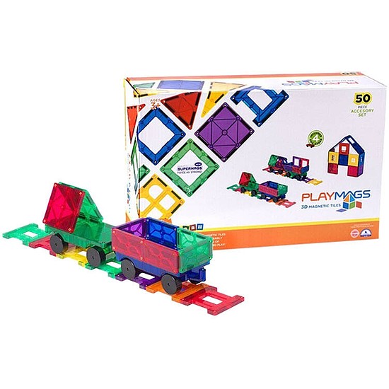 Mágneslapok 3D Train Playmags 153 - 50 db készlet