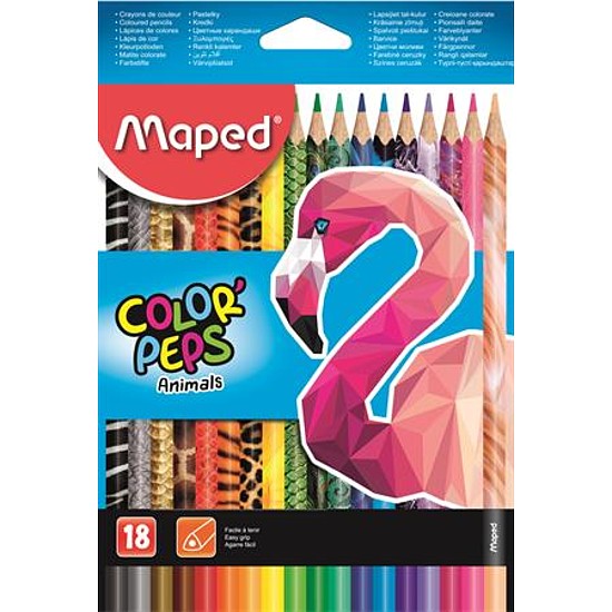 MAPED Color Peps Animal színes ceruza készlet, háromszögletű, 18 szín