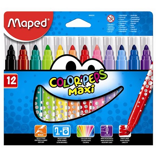 Maped Color Peps Maxi filctoll háromszög test, kimosható, vastag 1-3,6mm 12db-os készlet