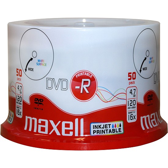Maxell DVD-R 4,7 GB 16x henger nyomtatható 50db 275701.40.TW
