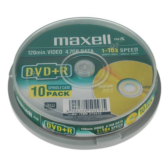 Maxell DVD+R 4,7 GB 16x henger 10db 275632.22.TW