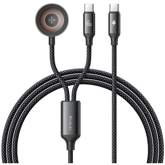 Mcdodo CA-2200 2 az 1-ben USB-C kábel + Apple Watch töltő, 60 W, 1,2 m