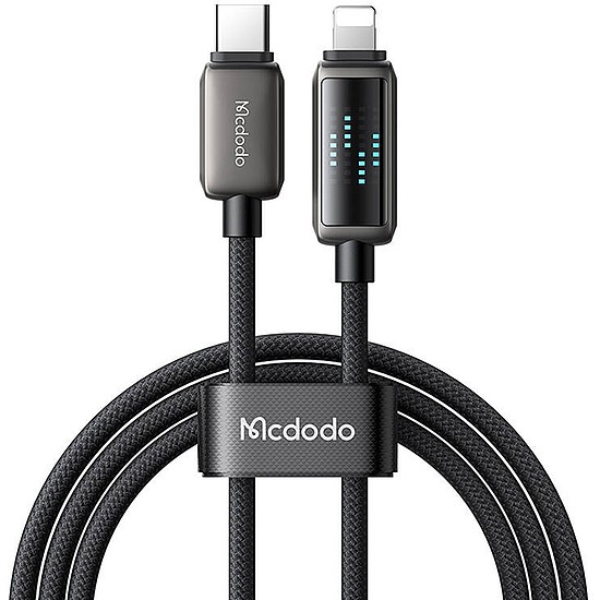 Mcdodo CA-2630 USB-C-Lightning kábel, 36 W, LED kijelző, 1,2 m