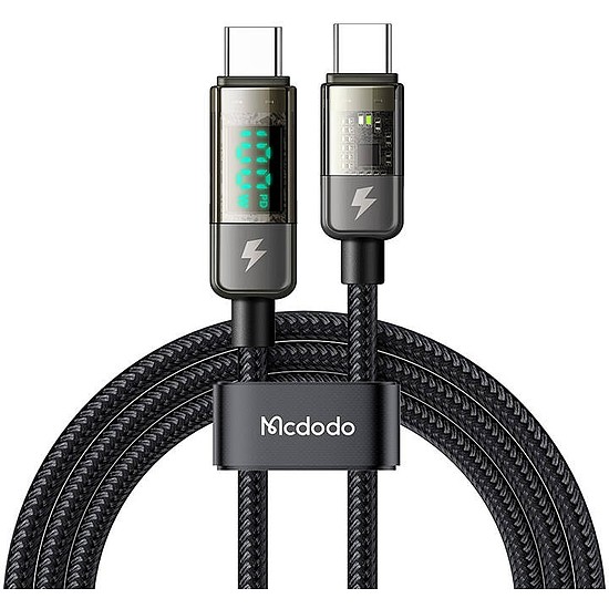 Mcdodo CA-3611 USB-C-USB-C kábel, automatikus kikapcsolás, PD 100 W, 1,8 m (fekete)