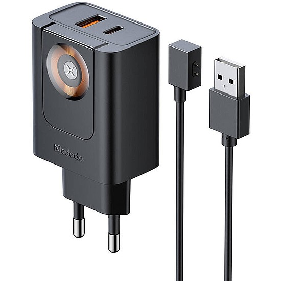 McDodo CH-3700 30 W 2 az 1-ben USB-C+A töltő, fekete