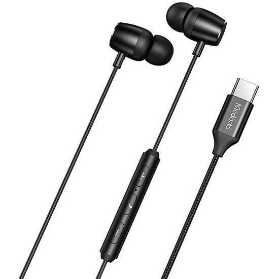 Mcdodo HP-1050 fülbe helyezhető, vezetékes fejhallgató, USB-C (fekete)