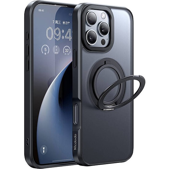 McDodo PC-4932 MagSafe tok iPhone 16 Pro készülékhez állvánnyal (fekete)