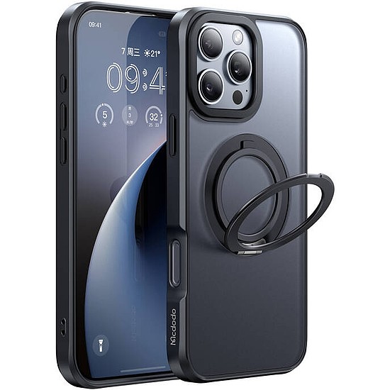 McDodo PC-4933 MagSafe tok iPhone 16 Pro Max készülékhez állvánnyal (fekete)