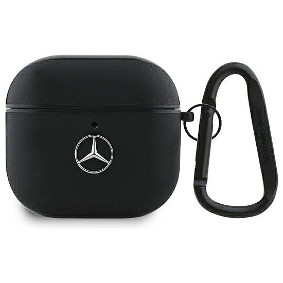 Mercedes MEA4CSLBK AirPods 4 tok fekete/fekete bőr fém logóval