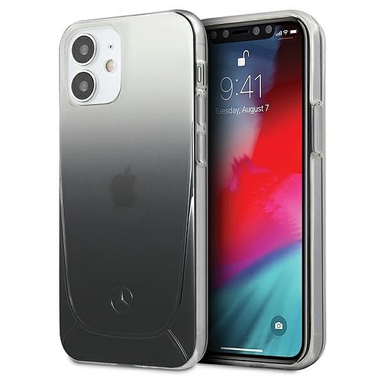 Mercedes MEHCP12SARGBK iPhone 12 mini 5,4" czarny/fekete keménytokos Transparent Line