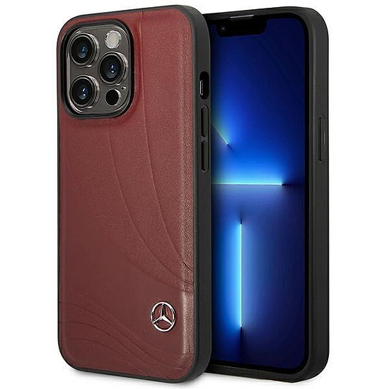 Mercedes MEHCP14L8ROLR iPhone 14 Pro 6.1" fekete/fekete keménytokos bőr hullámminta