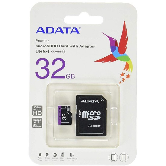 MIcro SD kártya A-DATA 32 GB HC Class 10 MB +adapter AUSDH32GUICL10-RA1