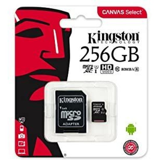 Micro SD kártya Kingston 256GB Canvas Select UHS-I Class10 MB+adapter SDCS2/256GB