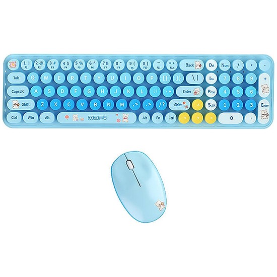MOFII Baby Bear vezeték nélküli billentyűzet (ANGOL) + egér készlet kék (SMK-682M8AG Blue)