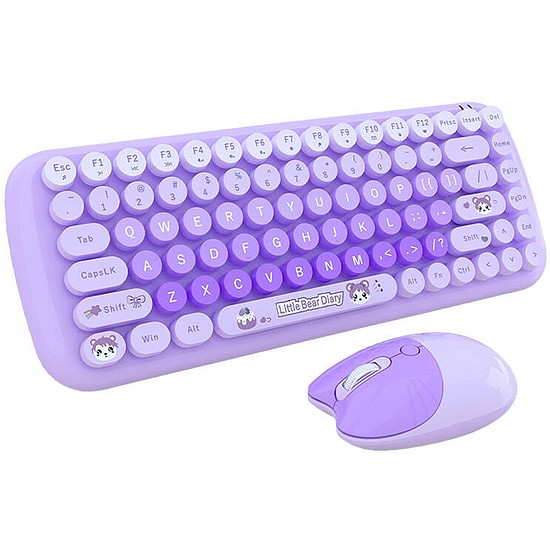 MOFII Candy új 2.4G vezeték nélküli billentyűzet (ANGOL) + egér készlet lila (Candy New SMK-632M3A)