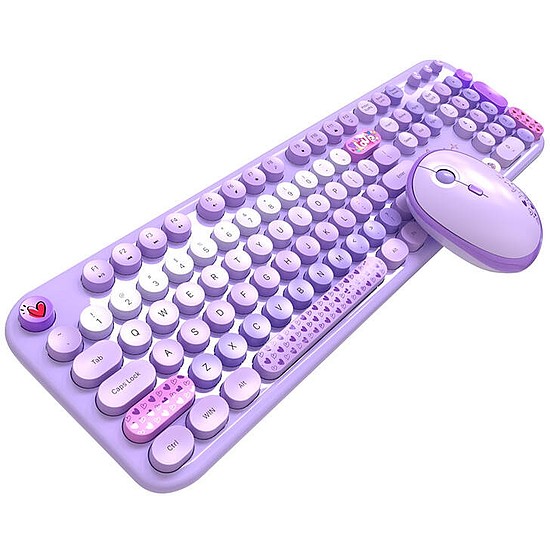 MOFII Lovely 2.4G vezeték nélküli billentyűzet (ANGOL) + egér készlet lila (Lovely SMK-693M2AGP)
