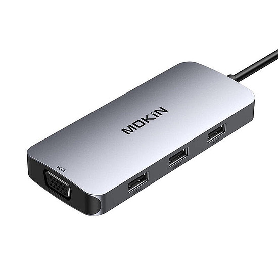 MOKiN 7in1 Adapter Hub USB-C 2x HDMI + 3x USB 2.0 + DP + VGA ezüst (MOUC0507)