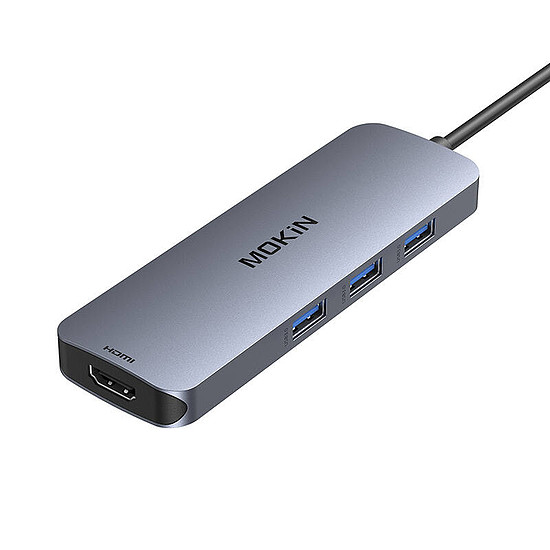 MOKiN Adapter Hub 8 az 1-ben USB-C 2x 4K 60Hz HDMI + USB-C + 3x USB 3.0 + SD + Micro SD ezüst (MOUC0409)