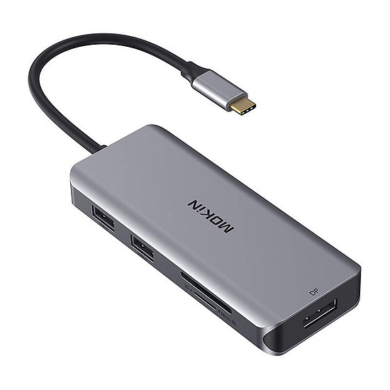 MOKiN adapter/dokkoló állomás 9 az 1-ben USB C - 2x USB 2.0 + USB 3.0 + 2x HDMI + DP + PD + SD + Micro SD ezüst (MOUC0304)
