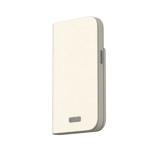 Moshi Overture MagSafe - Bőr 3 az 1-ben tok felhajtható borítással iPhone 15 Plus tojásfehérje telefonhoz (99MO231206)