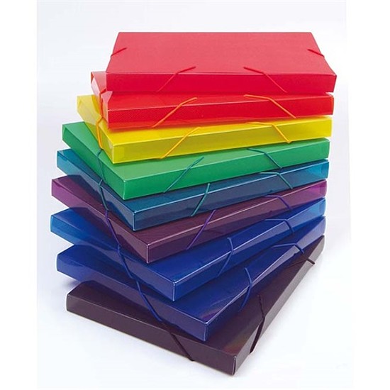 Műanyag gumis mappa (füzetbox) 25 mm vegyes színben 