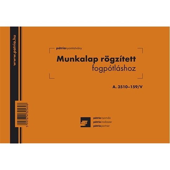 Munkalap rögzített fogpótláshoz A5 50x2 lapos fekvő A.3510-159