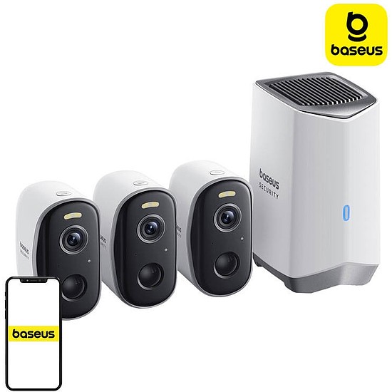 N1 Baseus 2K kültéri kamera 3 darabos készlet fehér (S0TW012131)