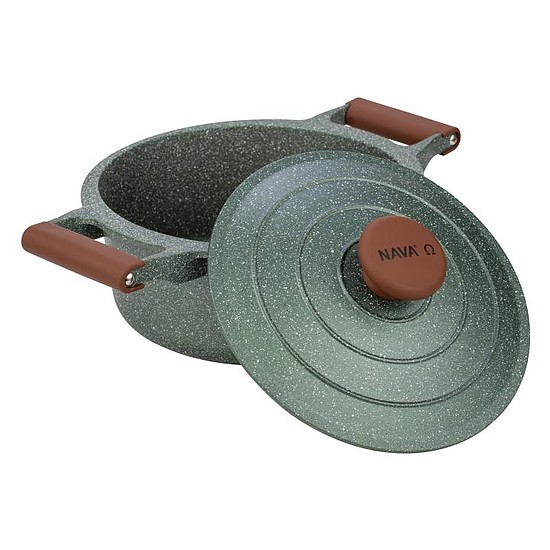 Nava 10-255-033 ?mega tapadásmentes öntött alumínium lábas fedővel, kőbevonattal, 28 cm