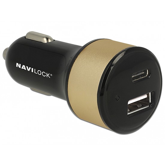 Navilock Autós töltő 1 x USB Type-C + 1 x USB A-típusú (63069)