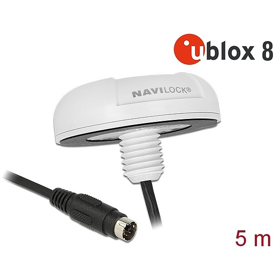 Navilock GNSS Beidou Galileo Glonass GPS NL-8022MP u-blox 8 Seriell MD6 PPS roof mount Marine 5,00 m (62529)