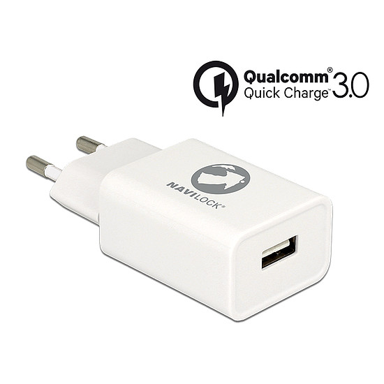 Navilock Töltő 1 db USB A-típusú csatlakozó, Qualcomm Quick Charge 3.0 (gyorstöltő) technológia, (62969)