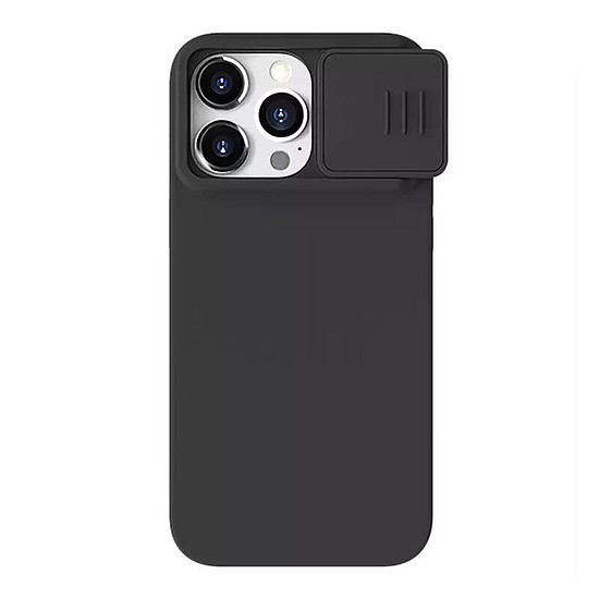 Nillkin CamShield Silky Szilikon tok iPhone 15 Pro telefonhoz, klasszikus fekete