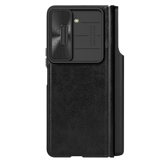 Nillkin Qin Leather Pro bőr tok kameravédővel Samsung Galaxy Z Fold 5 telefonhoz - fekete