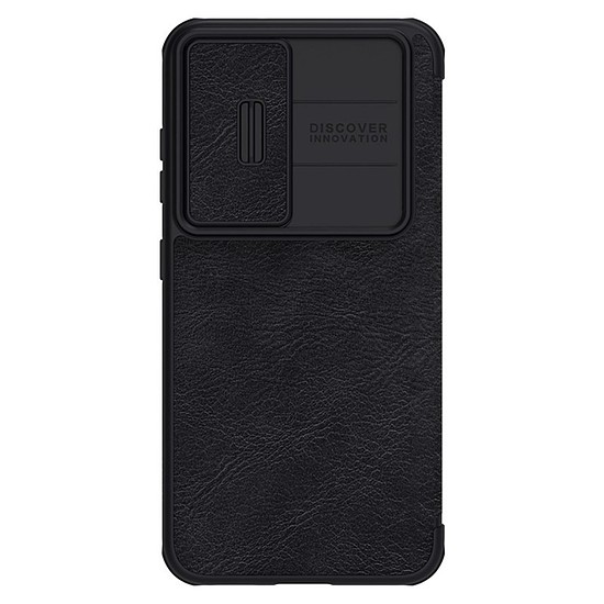 Nillkin Qin Leather Pro tok Samsung Galaxy S23+ készülékhez, flip fedeles kamerafedél fekete