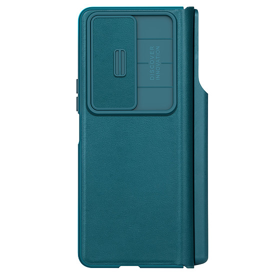 Nillkin Qin Leather Pro tok Samsung Galaxy Z Fold 4 készülékhez, kamerafedéllel és zöld tolltartóval