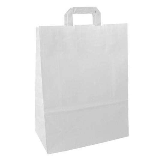 Nyomatlan papír szalagfüles táska, fehér 32x44x17cm nátron 100g