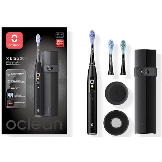 Oclean X Ultra 20 S Black elektromos fogkefe Szett AI okos kijelzővel