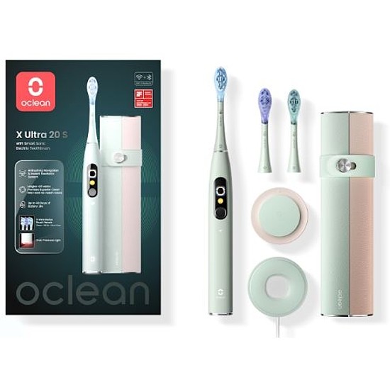 Oclean X Ultra 20 S Green elektromos fogkefe Szett AI okos kijelzővel