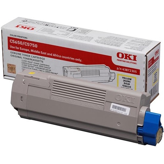 Oki C5650 C5750 lézertoner eredeti Yellow 2K 43872305