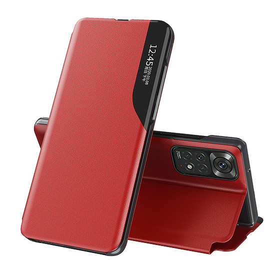 Öko bőr tok, elegáns, flip tok, állvány funkcióval, Xiaomi Redmi Note 11 Pro + 5G / 11 Pro 5G / 11 Pro, piros
